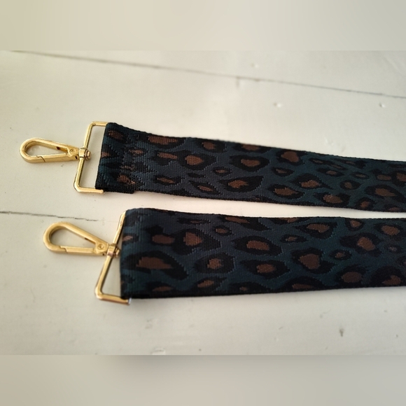 Teal Brown Black Leopard Print Purse Strap with Gold Hardware - Picture 3 of 4